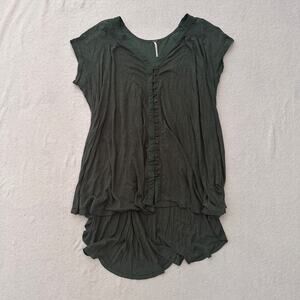 Free People Short Sleeve Button Tunic Women’s Size Small Boho Festival Lagenlook